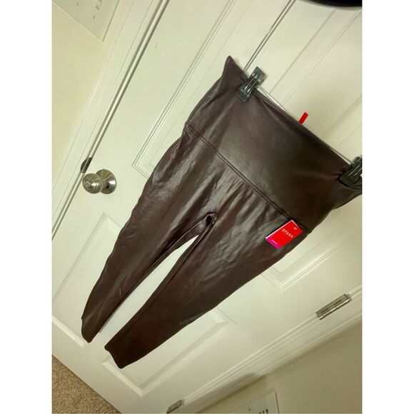 Spanx women’s 1X faux leather leggings NWT. Brown - Picture 1 of 7